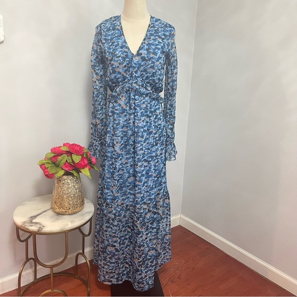 Raga Neela Long Sleeve Maxi Dress In Light Multi Blue- New With Tag- Reemoly - Picture 2 of 14